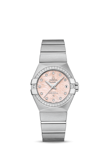 Omega Constellation Co-Axial 27 Brushed Stainless Steel / Diamond / Pink MOP